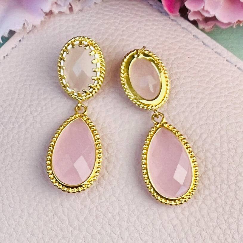 SchwesterSchwester Zartrosa Tropfenohrringe Mit Funkelnden Facettierten Tropfen