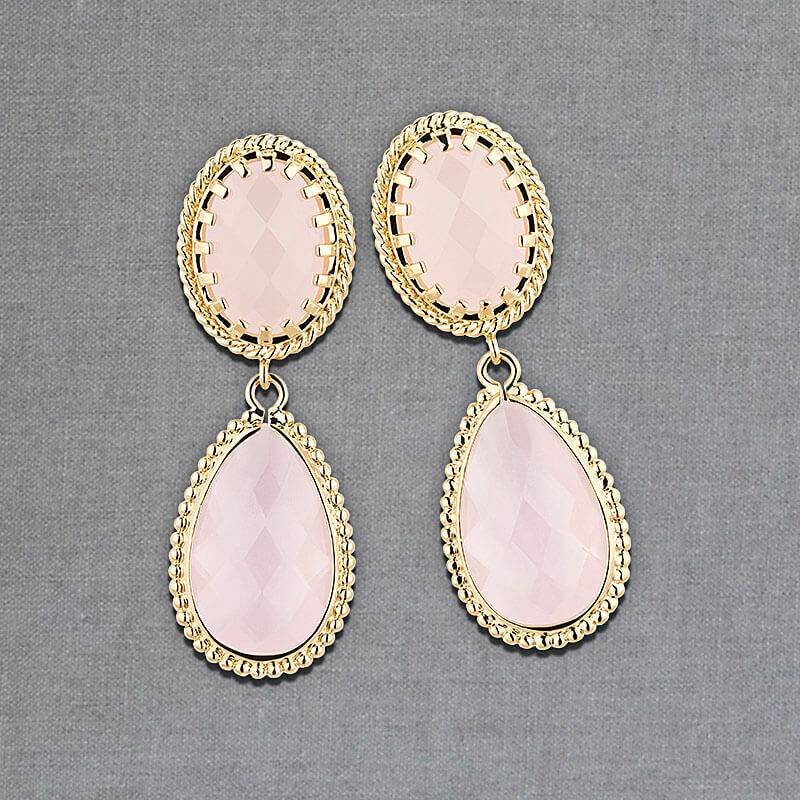 SchwesterSchwester Zartrosa Tropfenohrringe Mit Funkelnden Facettierten Tropfen