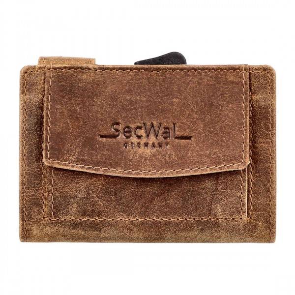 SecWal Kartenetui Mit Münzfach Druckknopf Geldbörse Aus Leder