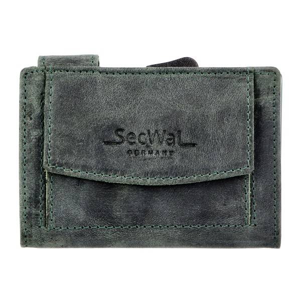 SecWal Kartenetui Mit Münzfach Druckknopf Geldbörse Aus Leder