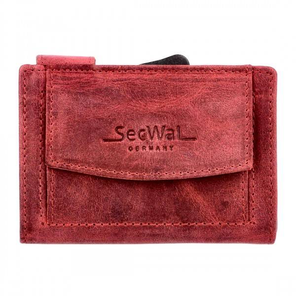 SecWal Kartenetui Mit Münzfach Druckknopf Geldbörse Aus Leder