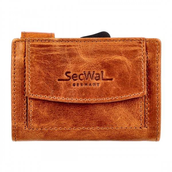 SecWal Kartenetui Mit Münzfach Druckknopf Geldbörse Aus Leder