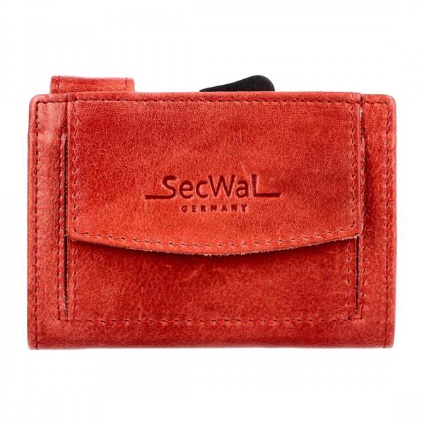 SecWal Kartenetui Mit Münzfach Druckknopf Geldbörse Aus Leder