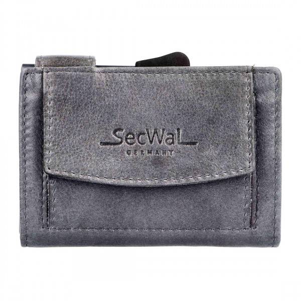 SecWal Kartenetui Mit Münzfach Druckknopf Geldbörse Aus Leder