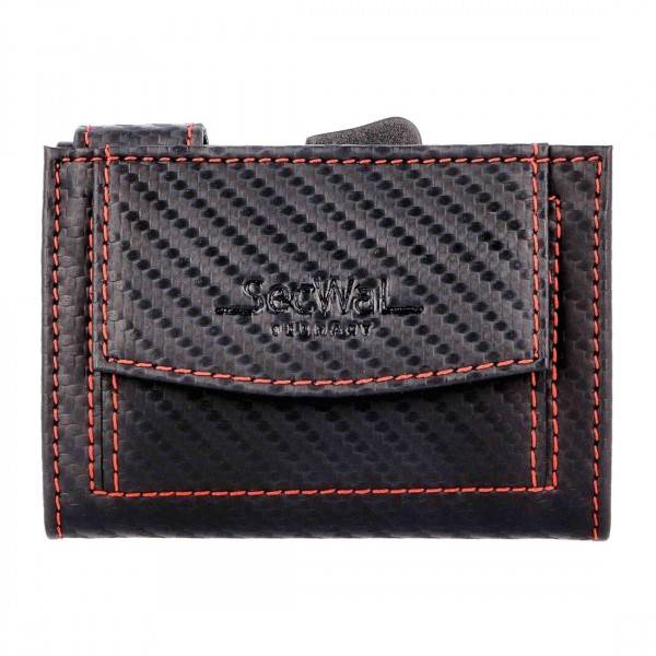 SecWal Kartenetui Mit Münzfach Druckknopf Geldbörse Aus Leder