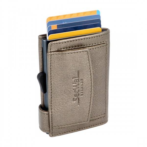 SecWal Kartenetui mit Münzfach Druckknopf Geldbörse aus Leder