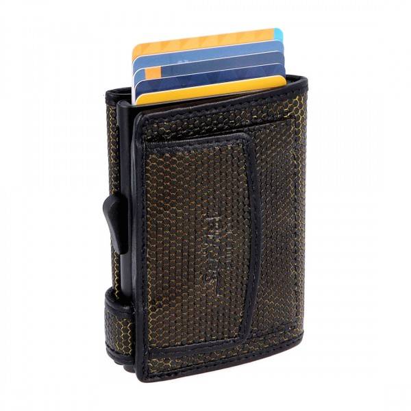 SecWal Kartenetui mit Münzfach Druckknopf Geldbörse aus Leder