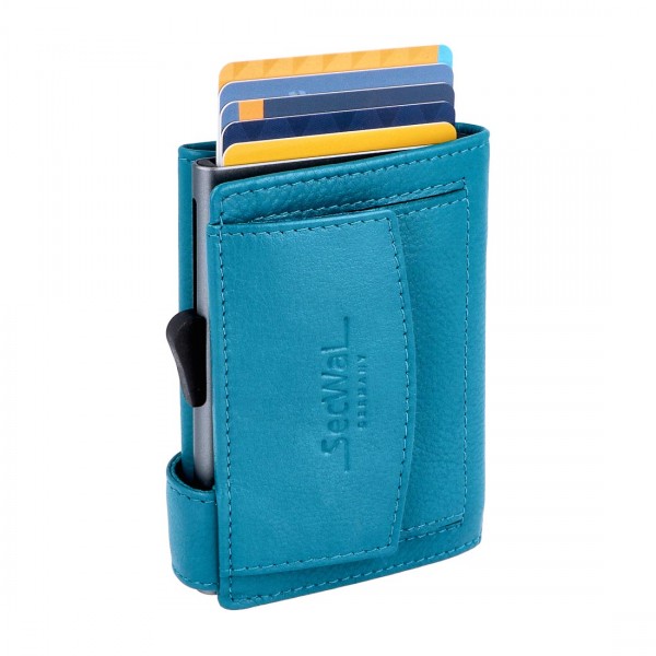 SecWal Kartenetui mit Münzfach Druckknopf Geldbörse aus Leder