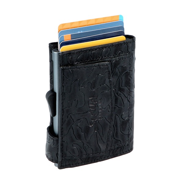 SecWal Kartenetui mit Münzfach Druckknopf Geldbörse aus Leder