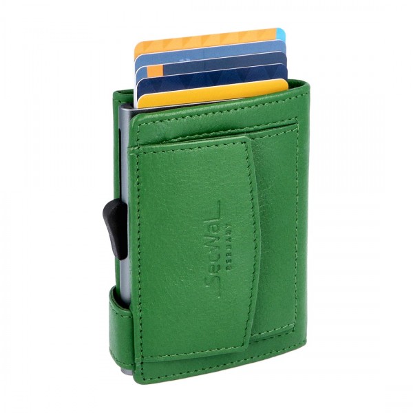 SecWal Kartenetui mit Münzfach Druckknopf Geldbörse aus Leder SecWal Kartenetui mit Münzfach Druckknopf Geldbörse aus Leder