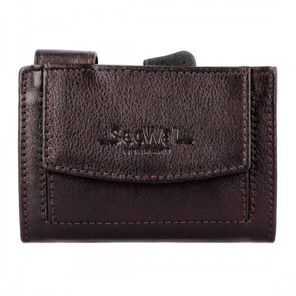 SecWal Kartenetui Mit Münzfach Druckknopf Geldbörse Aus Leder