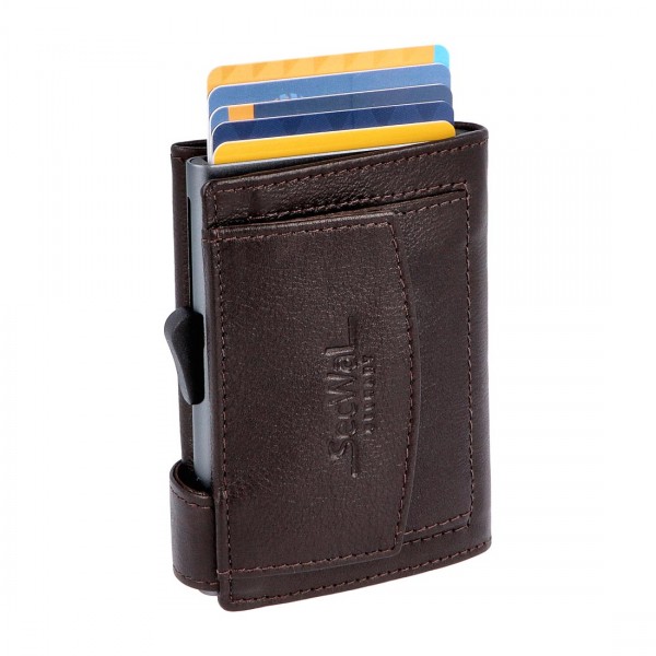 SecWal Kartenetui mit Münzfach Druckknopf Geldbörse aus Leder SecWal Kartenetui mit Münzfach Druckknopf Geldbörse aus Leder