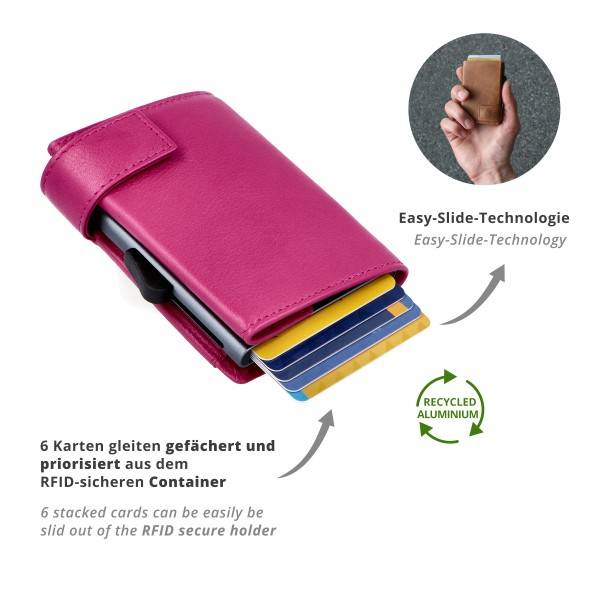 SecWal Kartenetui Mit Münzfach Druckknopf Geldbörse Aus Leder