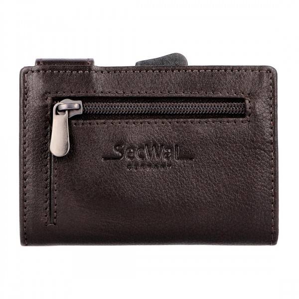 SecWal Kartenetui Mit Münzfach Reißverschluss Geldbörse Aus Leder