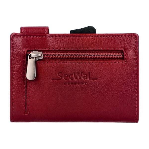 SecWal Kartenetui Mit Münzfach Reißverschluss Geldbörse Aus Leder