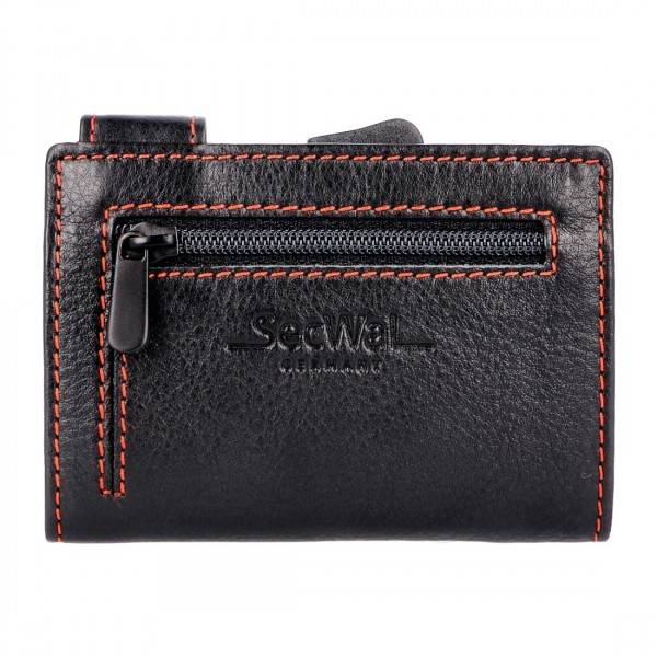 SecWal Kartenetui Mit Münzfach Reißverschluss Geldbörse Aus Leder