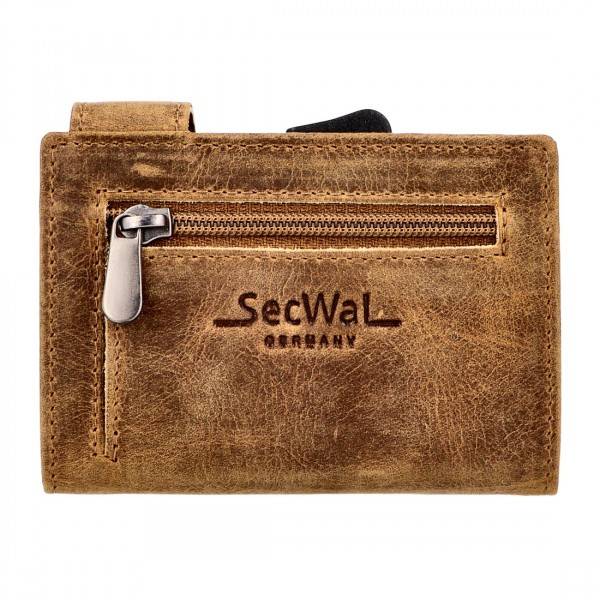 SecWal Kartenetui Mit Münzfach Reißverschluss Geldbörse Aus Leder