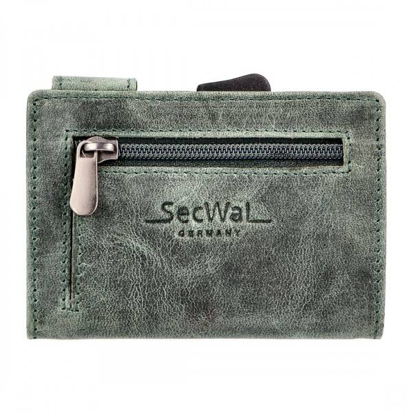 SecWal Kartenetui Mit Münzfach Reißverschluss Geldbörse Aus Leder