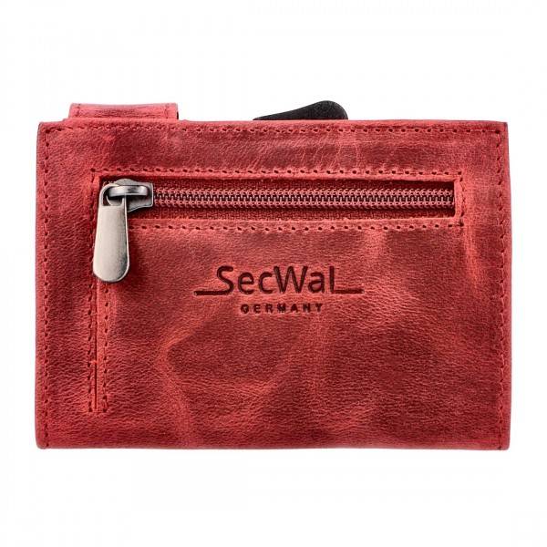 SecWal Kartenetui Mit Münzfach Reißverschluss Geldbörse Aus Leder