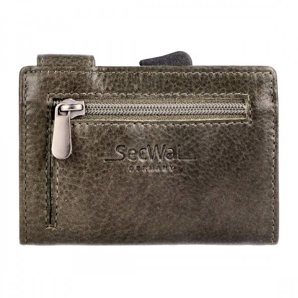 SecWal Kartenetui Mit Münzfach Reißverschluss Geldbörse Aus Leder