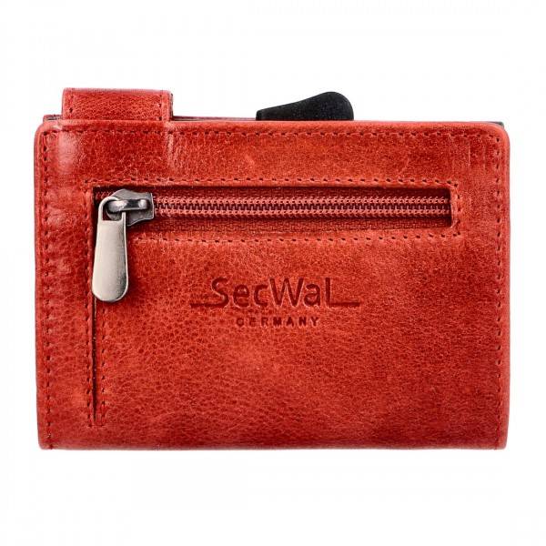 SecWal Kartenetui Mit Münzfach Reißverschluss Geldbörse Aus Leder