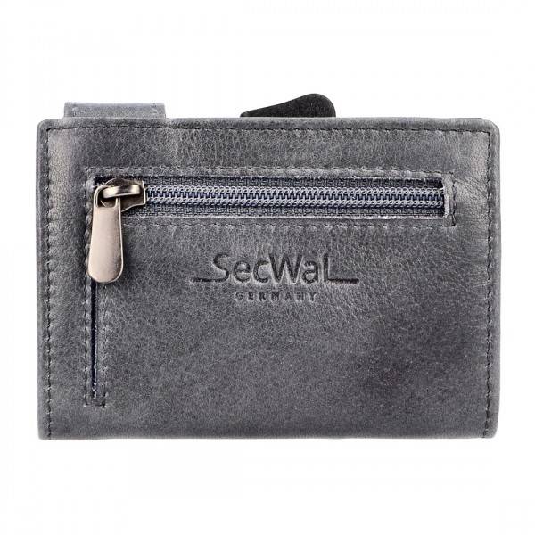 SecWal Kartenetui Mit Münzfach Reißverschluss Geldbörse Aus Leder