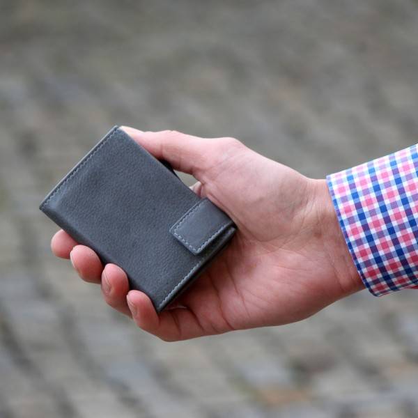 SecWal Kartenetui Mit Münzfach Reißverschluss Geldbörse Aus Leder