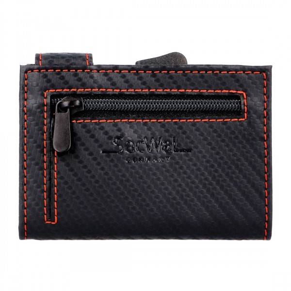 SecWal Kartenetui Mit Münzfach Reißverschluss Geldbörse Aus Leder