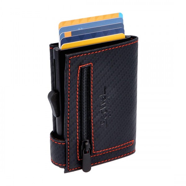 SecWal Kartenetui mit Münzfach Reißverschluss Geldbörse aus Leder