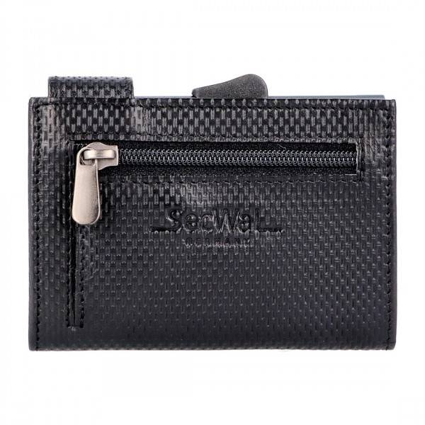 SecWal Kartenetui Mit Münzfach Reißverschluss Geldbörse Aus Leder