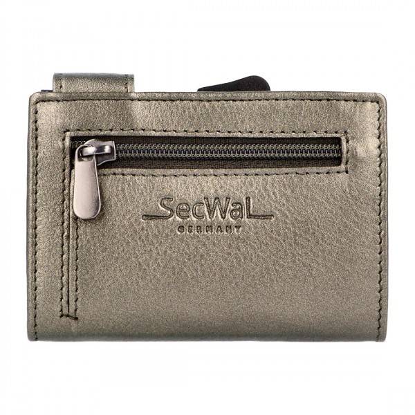 SecWal Kartenetui Mit Münzfach Reißverschluss Geldbörse Aus Leder