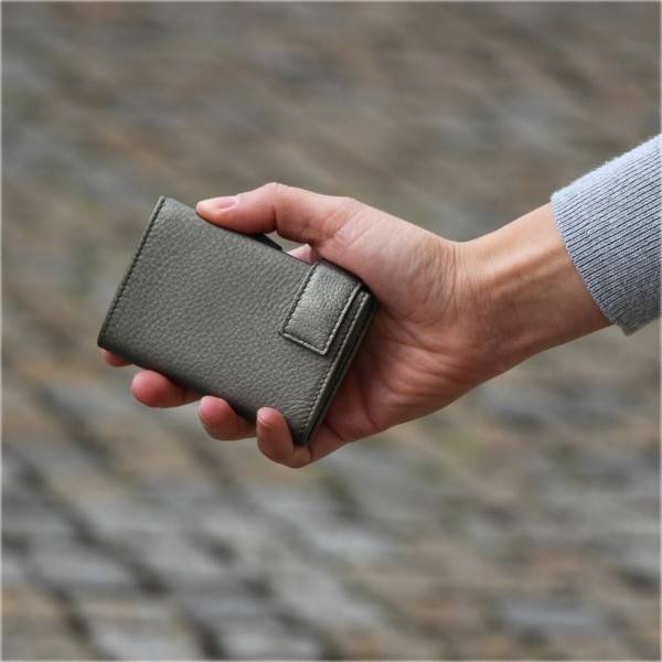 SecWal Kartenetui Mit Münzfach Reißverschluss Geldbörse Aus Leder