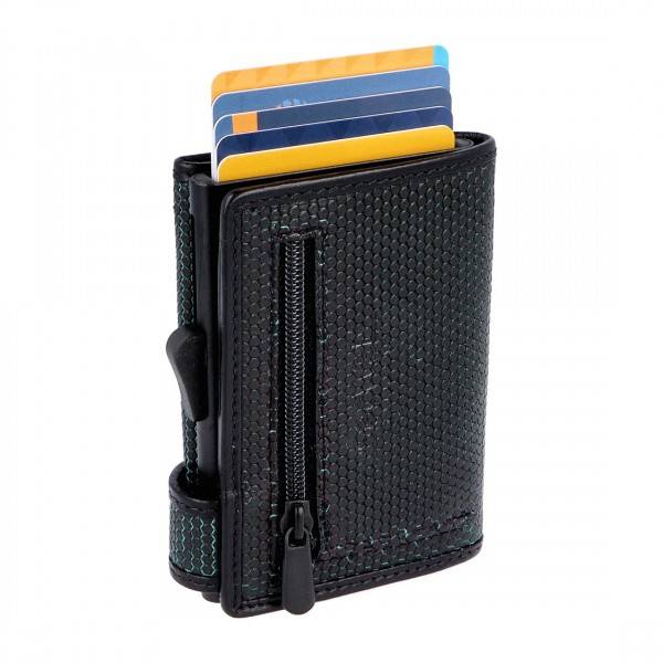 SecWal Kartenetui mit Münzfach Reißverschluss Geldbörse aus Leder