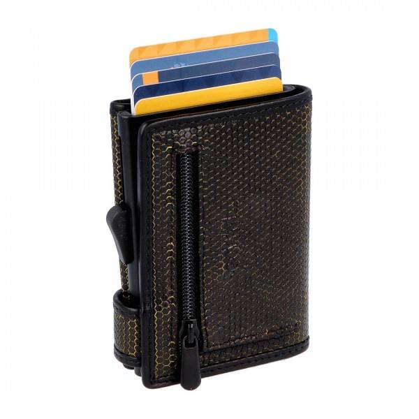 SecWal Kartenetui mit Münzfach Reißverschluss Geldbörse aus Leder