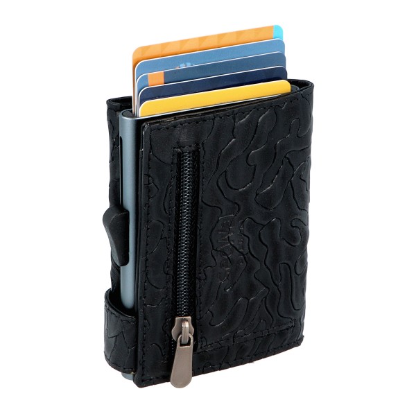 SecWal Kartenetui mit Münzfach Reißverschluss Geldbörse aus Leder