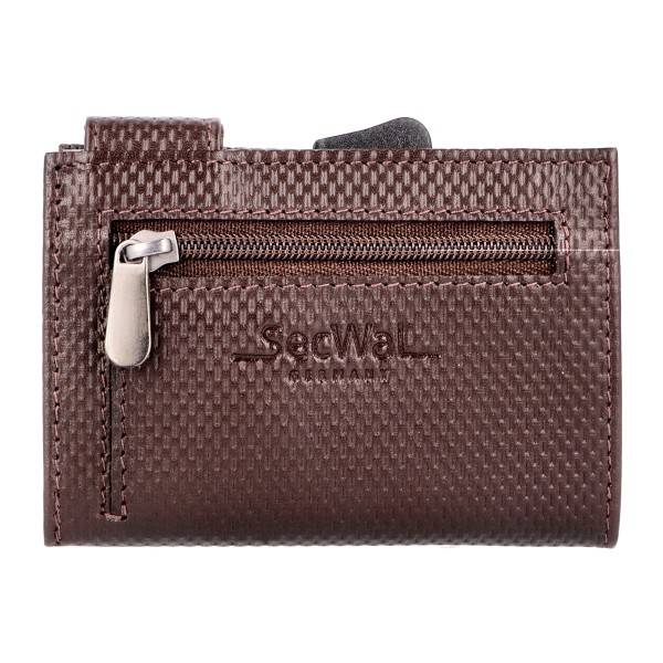SecWal Kartenetui Mit Münzfach Reißverschluss Geldbörse Aus Leder