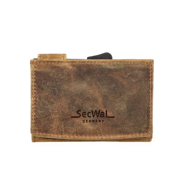SecWal Kartenetui Mit Münzfach Wiener Schachtel Geldbörse Geprägt Aus Leder