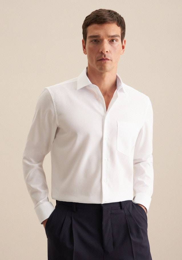 Seidensticker Bügelfreies Struktur Business Hemd in Regular mit Kentkragen und extra langem Arm