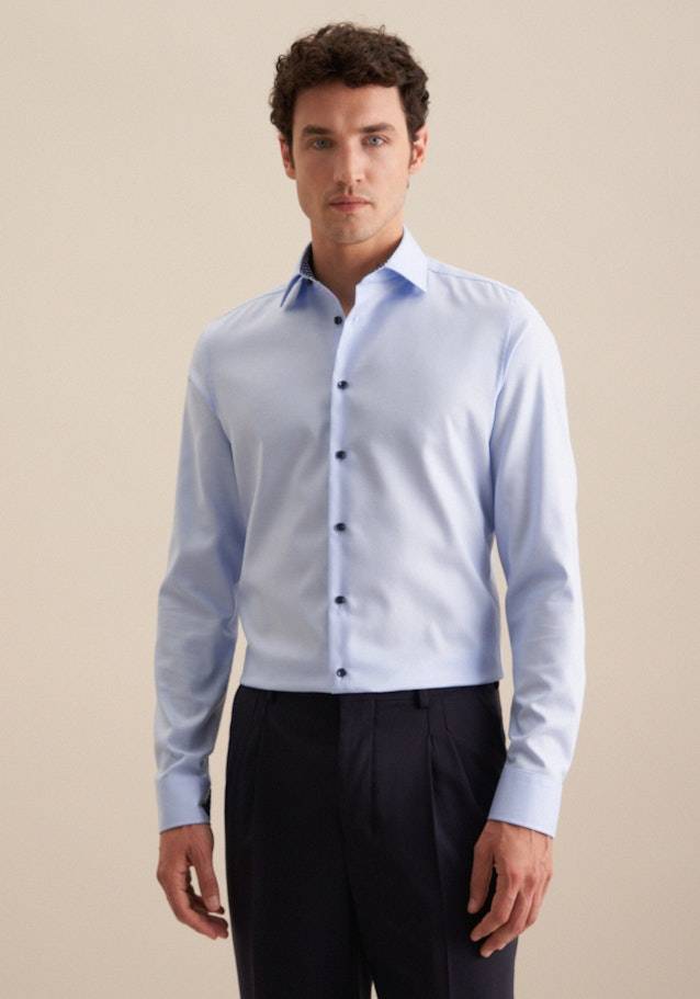 Seidensticker Bügelfreies Twill Business Hemd in Slim mit Kentkragen und extra langem Arm