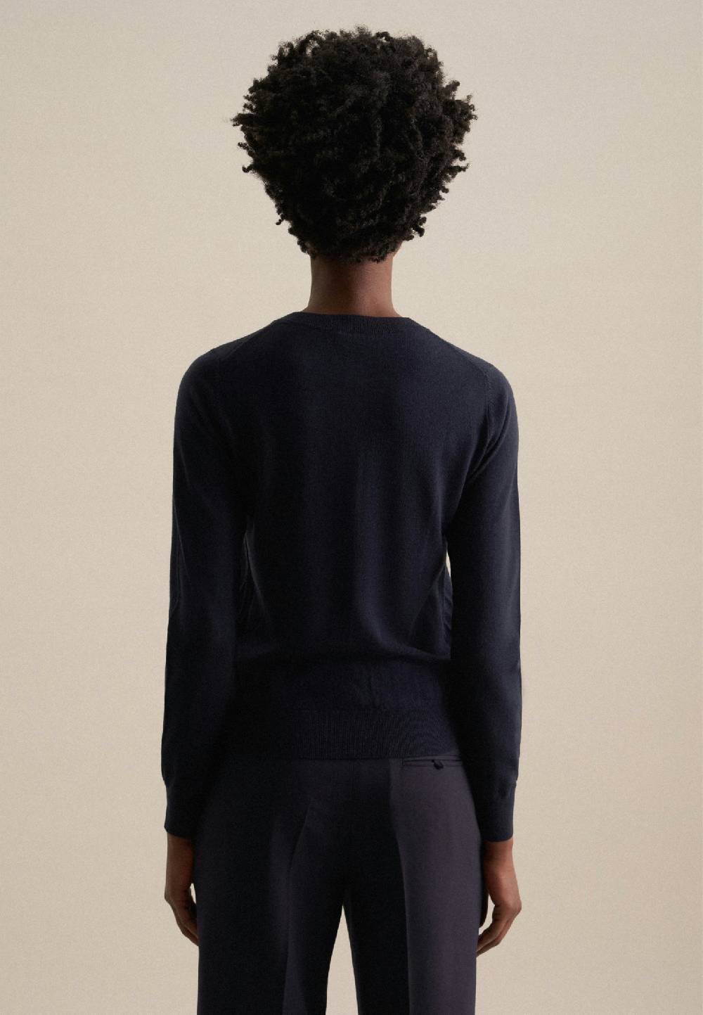 Seidensticker Rundhals Strick-Jacke Regular 100% Wolle