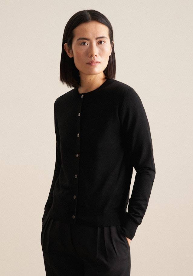 Seidensticker Rundhals Strick-Jacke Regular 100% Wolle