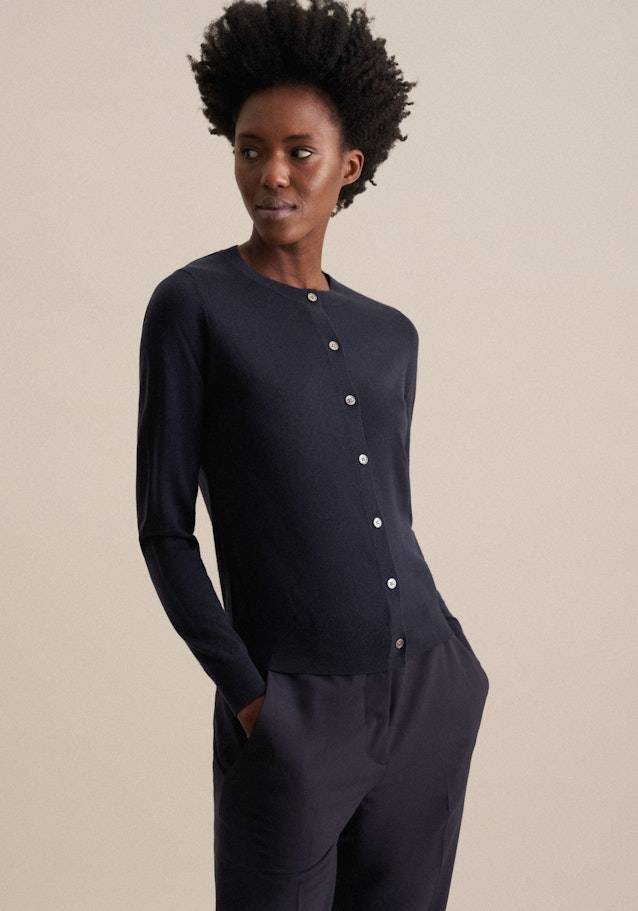 Seidensticker Rundhals Strick-Jacke Regular 100% Wolle