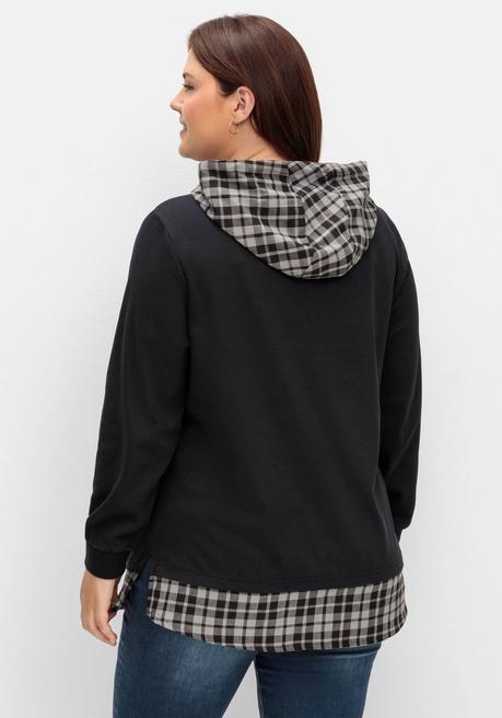 Sheego 2-in-1 Sweatshirt Mit Kapuze Und Bindeband - Schwarz Sheego