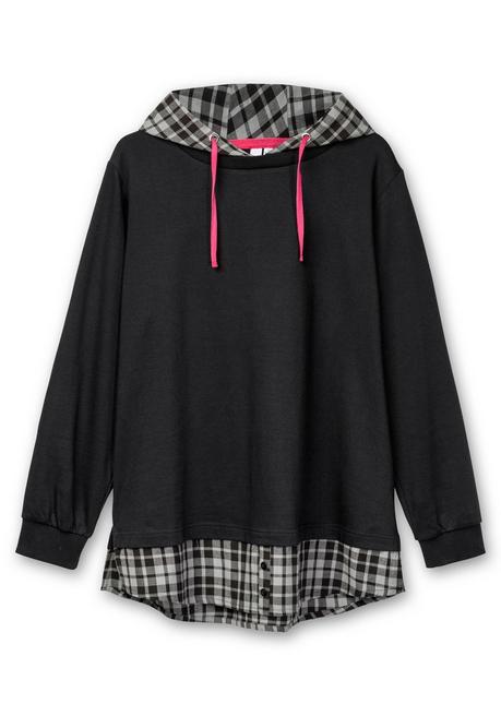 Sheego 2-in-1 Sweatshirt Mit Kapuze Und Bindeband - Schwarz Sheego