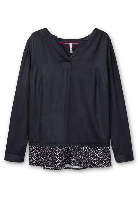 Sheego 2-in-1-Tunika Mit Gemustertem Saum - Schwarz Sheego