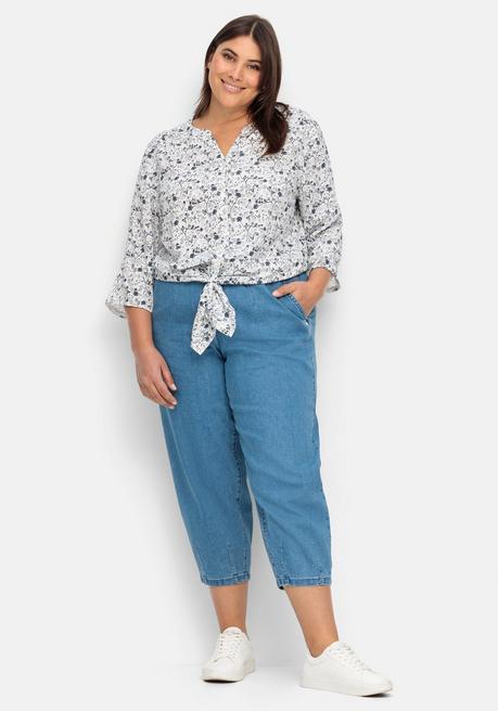 Sheego 3/4-Arm-Bluse Mit Blumenprint, Leicht Transparent - Offwhite Gemustert Sheego