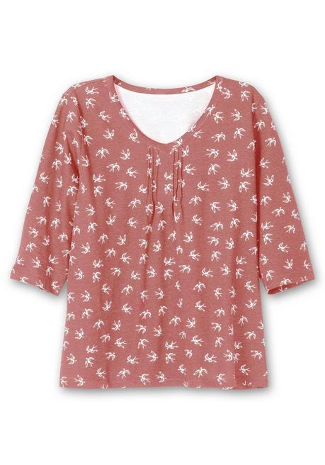 Sheego 3/4-Arm-Shirt In Leichter A-Linie, Mit Schwalbenprint - Rosa Bedruckt Sheego