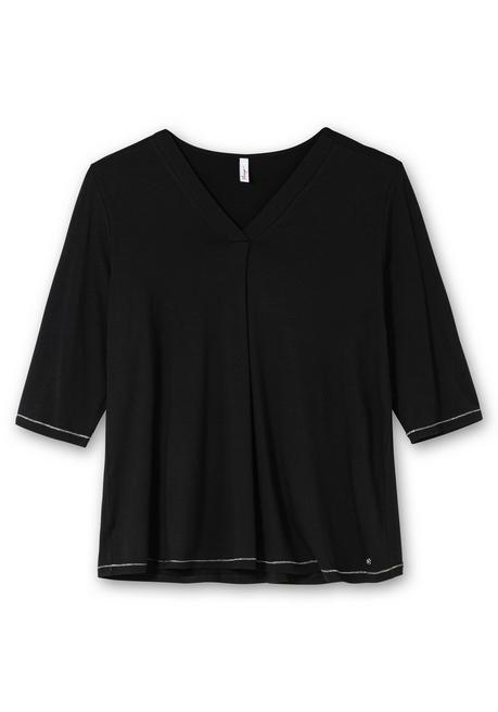 Sheego 3/4-Arm-Shirt In Leichter A-Linie, Mit TENCEL™ Lyocell - Schwarz Sheego