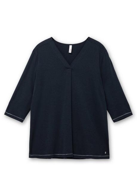 Sheego 3/4-Arm-Shirt In Leichter A-Linie, Mit TENCEL™ Lyocell - Tiefblau Sheego