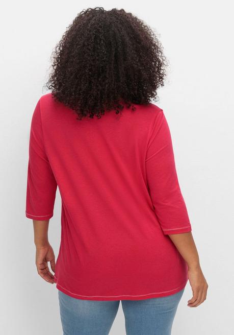 Sheego 3/4-Arm-Shirt In Leichter A-Linie, Mit TENCEL™ Lyocell - Magenta Sheego